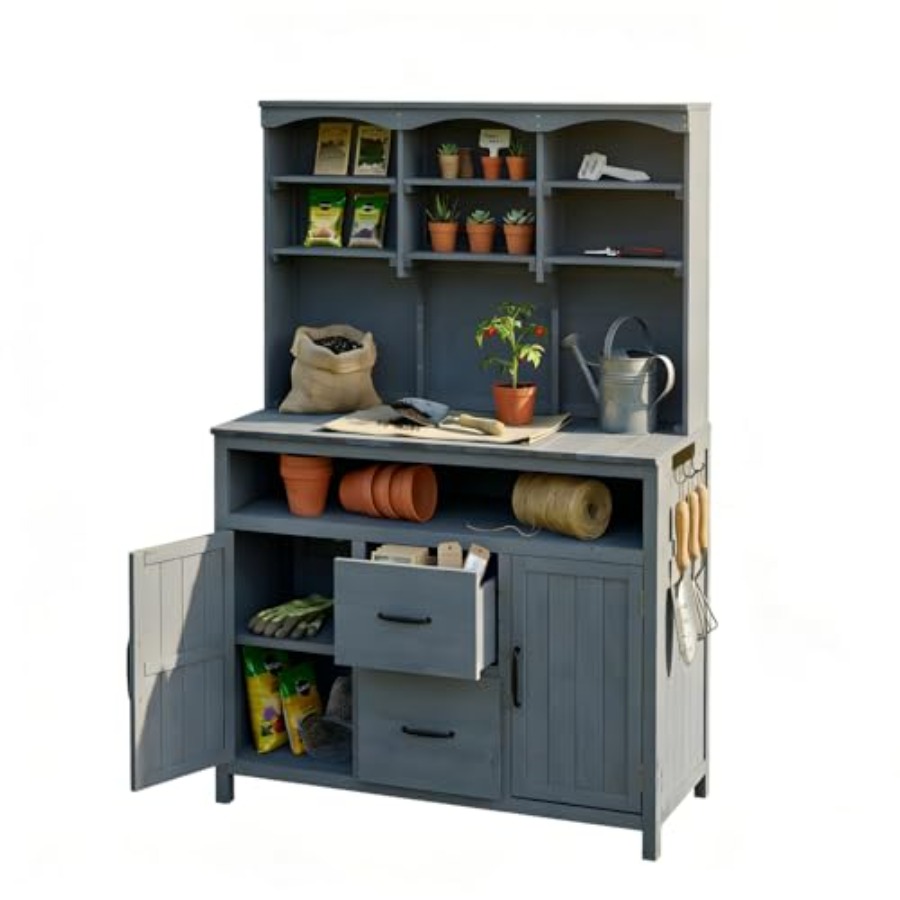 Woodworking Work Table - Dış Mekan Kullanımı İçin Depolama Alanlı