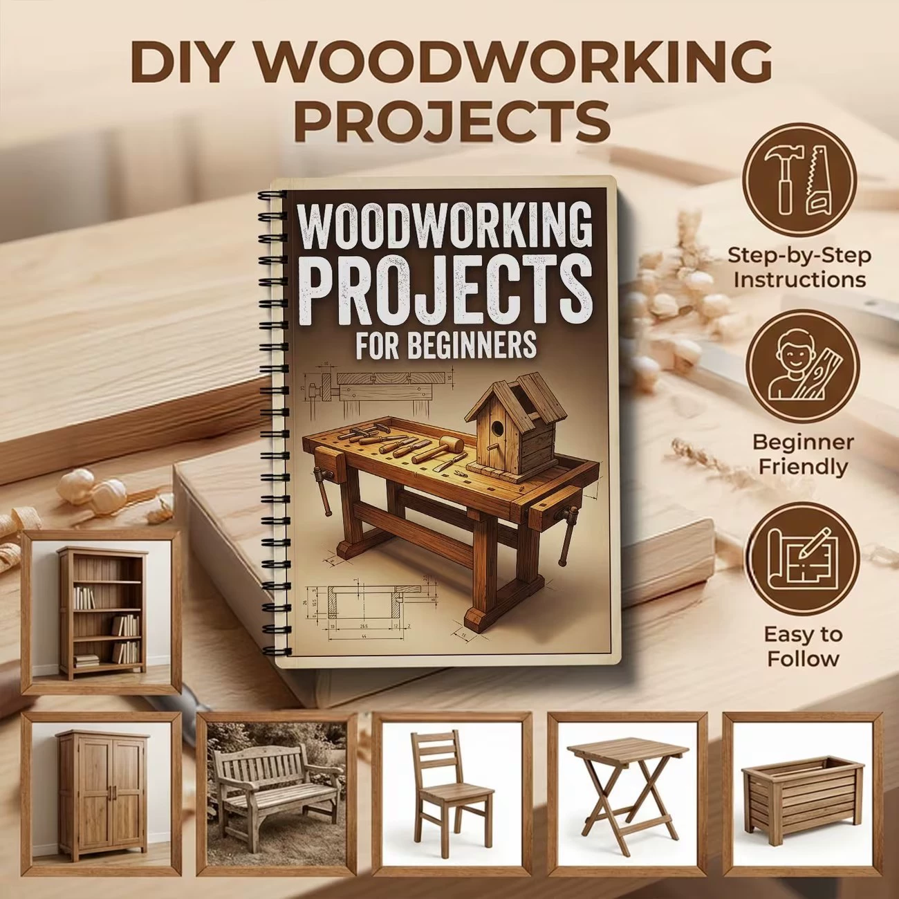 Woodworking Ebook - Yeni Başlayanlar İçin Ahşap İşleme Projeleri