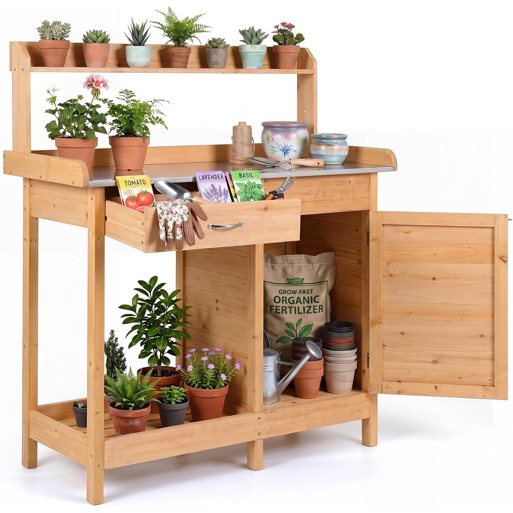 Woodworking Work Table - Açık Alan Saksı Tezgahı Masası Ahşap