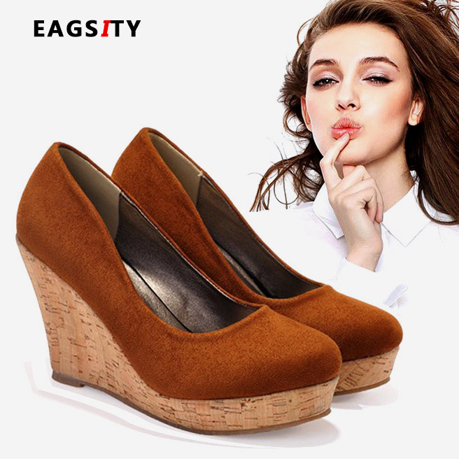 Woodworking Shoes - EAGSITY ahşap desenli süet yüksek topuklu
