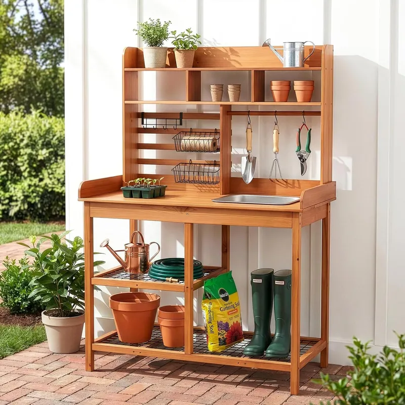 Woodworking Work Table - Nordic Scots Çamı Saksı Masası Çıkarılabilir