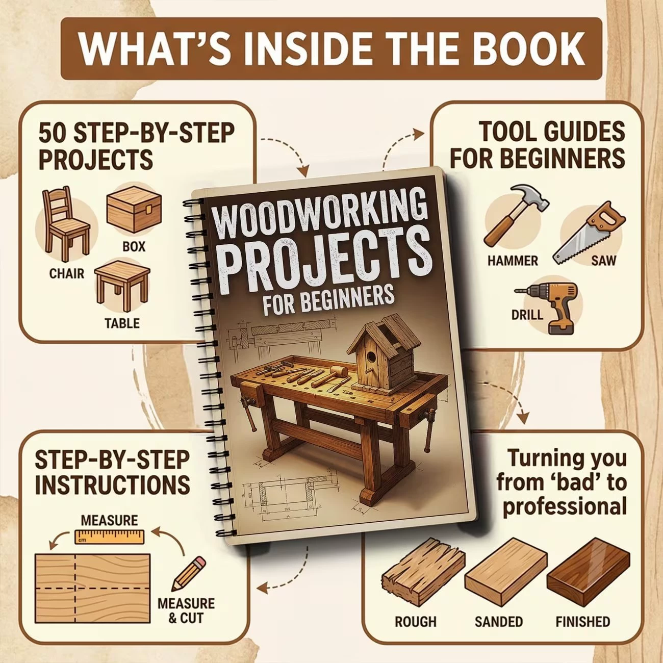 Yeni Başlayanlar İçin Ahşap İş - Woodworking Ebook incelemesi ve fiyatı